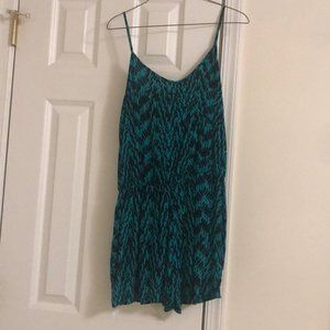 Timing Turquoise and Black Animal Print Stripe Romper!!